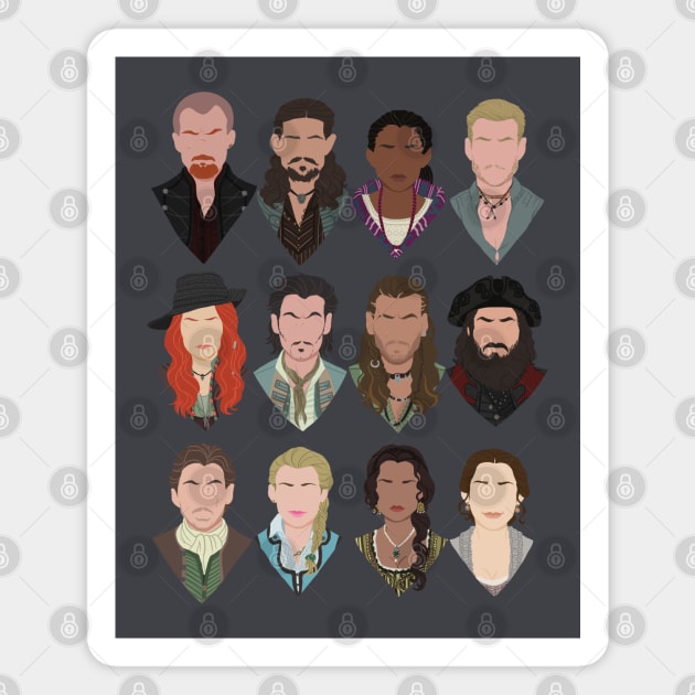 Black Sails characters Magnet by jesspalumboart